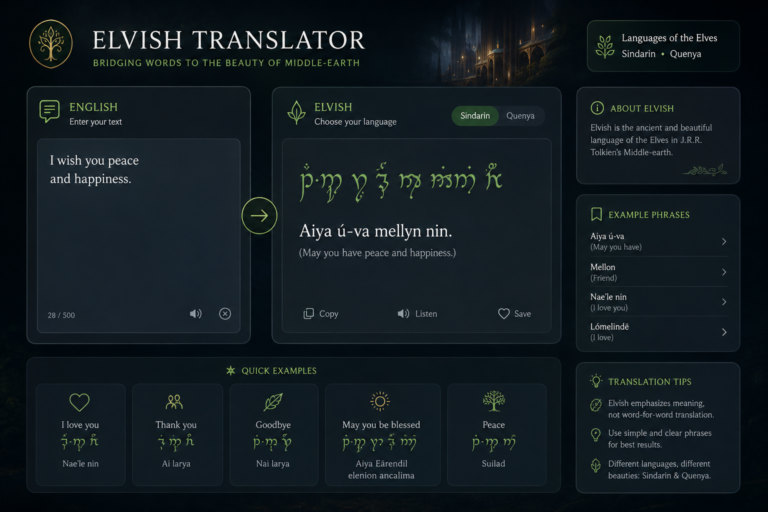 Elvish Blessing and Phrases Elvish Blessing and Phrases