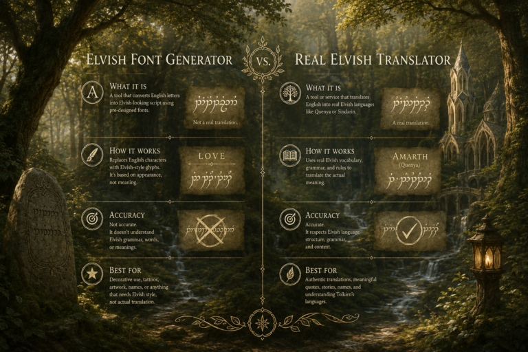 Elvish Font Generator VS Real Translator Elvish Font Generator VS Real Translator